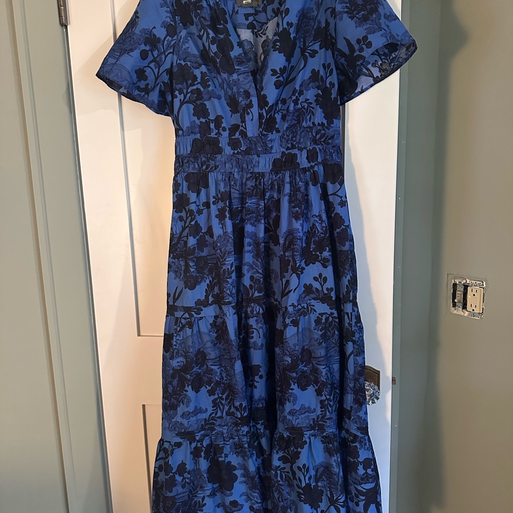 Anthropologie Navy Floral Maxi Dress